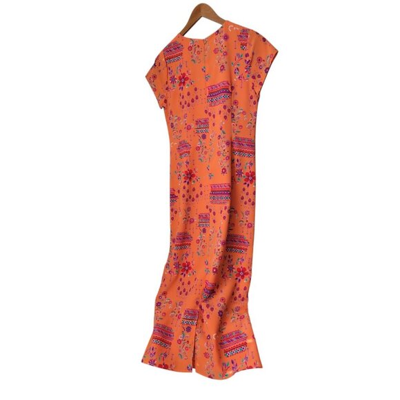 Vintage Maggie Breen Bright Summer Dress 14p Midi - Picture 3 of 4